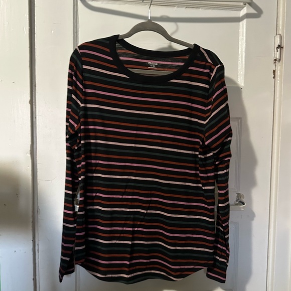 NWT! Madewell Whisper Cotton Rib-Crewneck Long-Sleeve Tee in Ryley Stripe XL - Picture 5 of 16